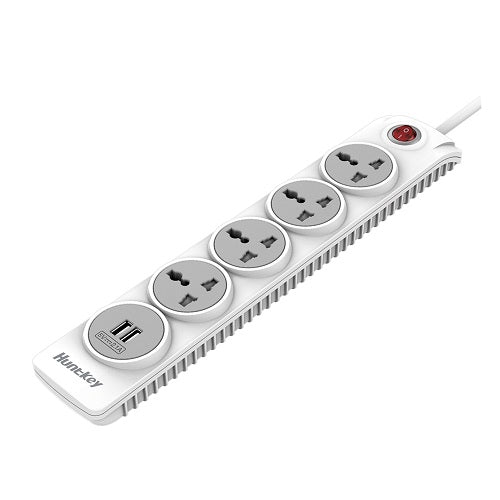 Huntkey SZN507 Power Extension Cord 4 Universal Sockets with 2USB Ports (2.1A Max) 3meters on Sale