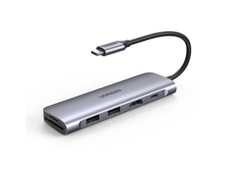 Ugreen 6-in1 15cm USB-C To 2x USB 3.0 + A Hub + HDMI + TF SD + PD Converter Adapter Gray 70411 Supply