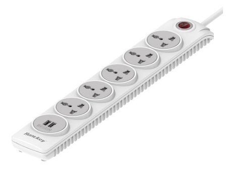 Huntkey SZN607 Surge Protection 5 universal Sockets with 2USB Ports (2.4A Max) 3meters Power Extension Cord Sale