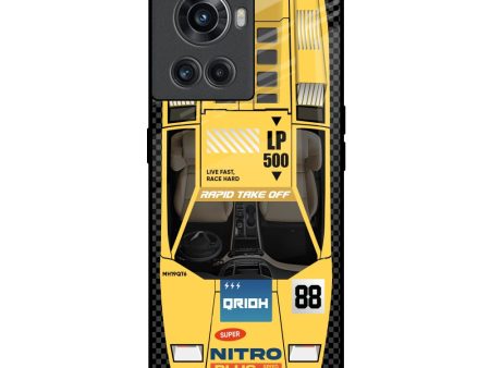 Yellow Racing Car Glass Case for OnePlus 10R 5G Online Hot Sale