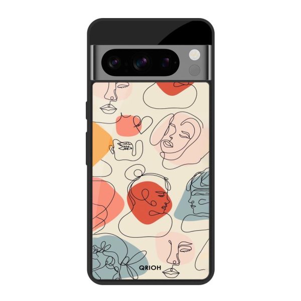 Abstract Faces Glass Case for Google Pixel 8 Pro Online Sale