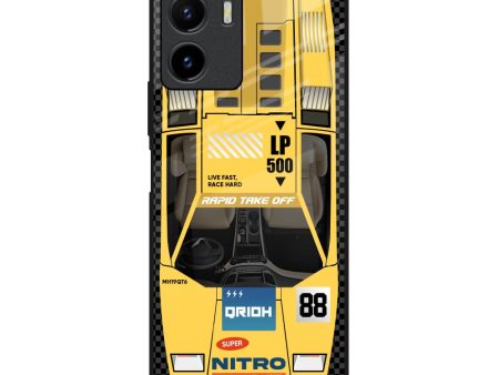 Yellow Racing Car Glass Case for Vivo Y15s For Sale