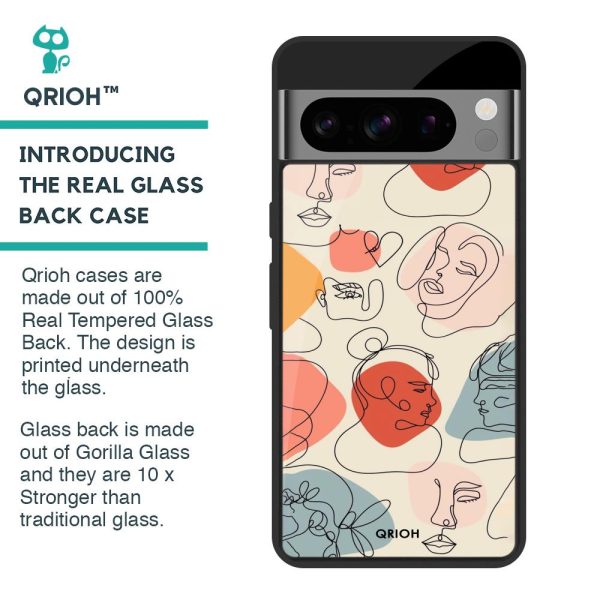 Abstract Faces Glass Case for Google Pixel 8 Pro Online Sale