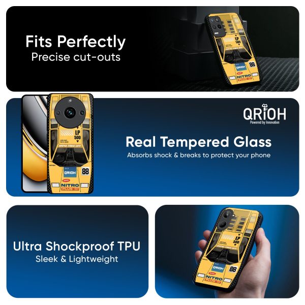 Yellow Racing Car Glass Case for Realme 10 Online Hot Sale