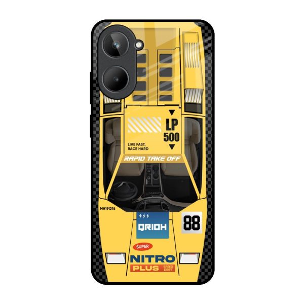 Yellow Racing Car Glass Case for Realme 10 Online Hot Sale