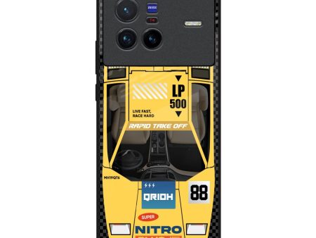 Yellow Racing Car Glass Case for Vivo X80 5G Cheap