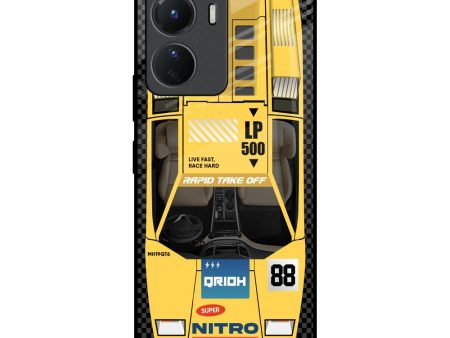 Yellow Racing Car Glass Case for Vivo Y16 Fashion